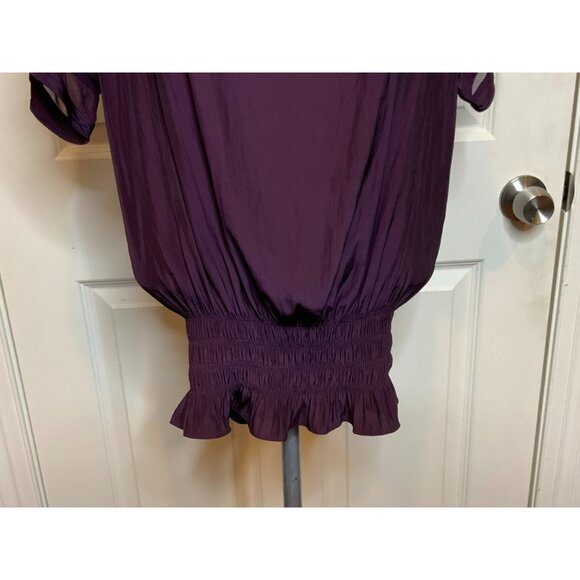 Ramy Brook Merlot Purple Silk Smocked Karlye Blouse Top, Size S, NWT! $295 - Picture 3 of 8